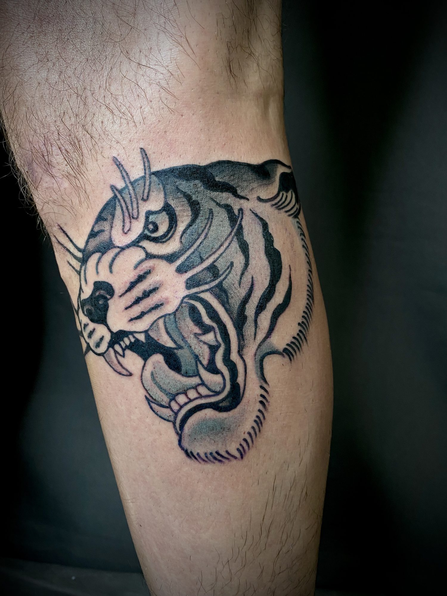 Tigerkopf am Unterarm, Tier Tattoo von Andre bei Eine Liebe Tätowiergeschäft in Bochum