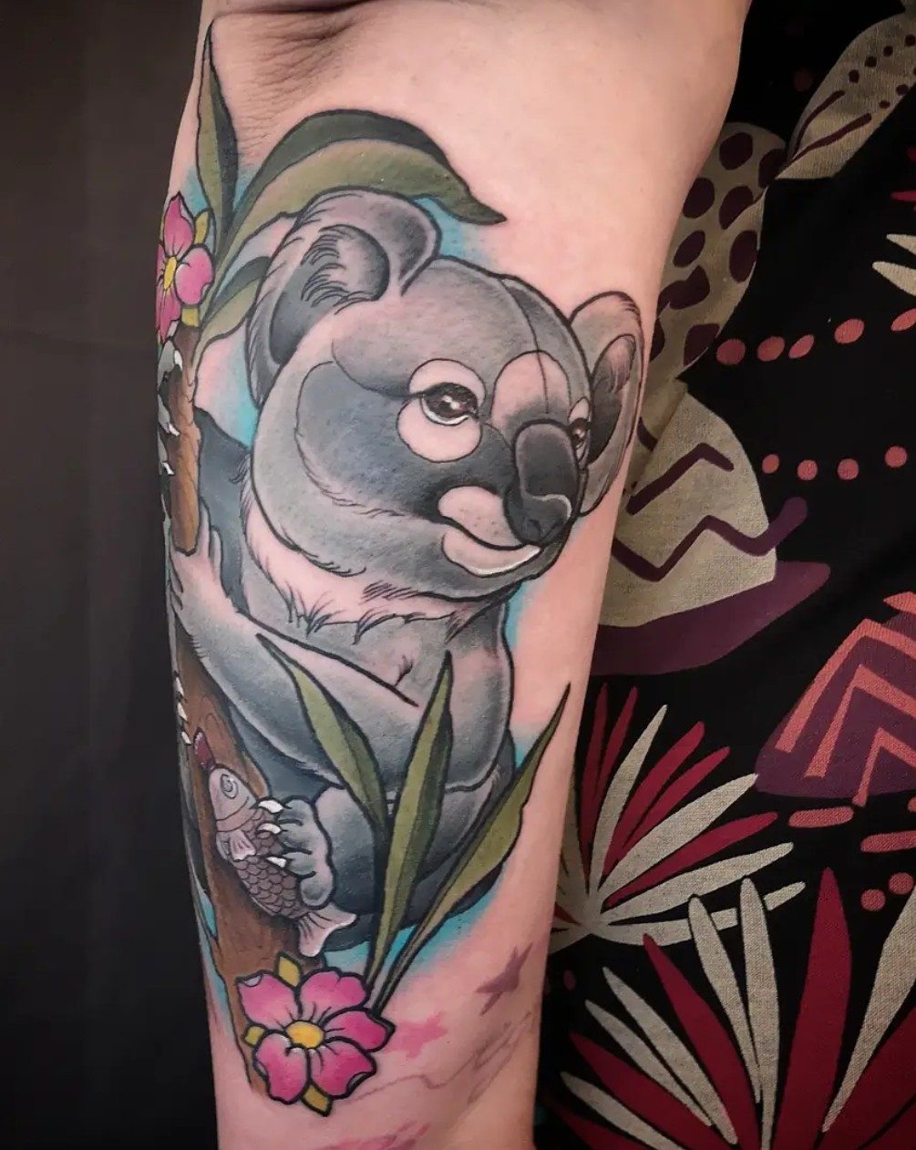 Koala am Oberschenkel, Tier Tattoo von Melissa bei Eine Liebe Tätowiergeschäft in Bochum
